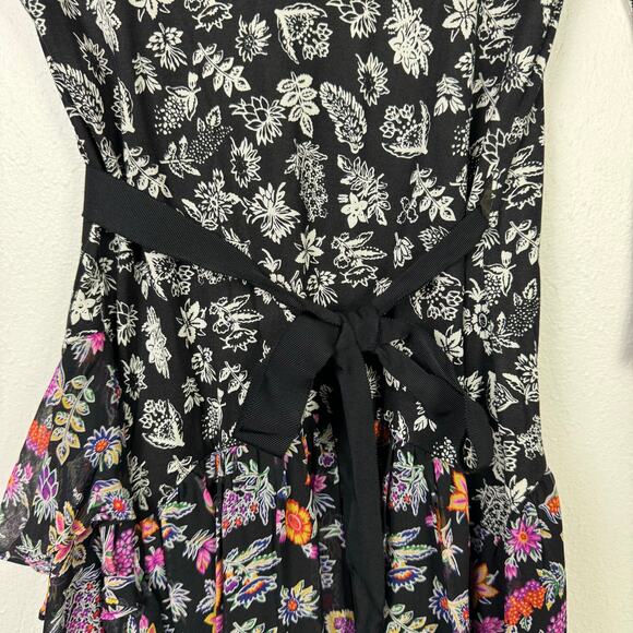 Diane von Furstenberg DVF NWT Riviera Silk Knit Black Floral Skirt Wrap Dress - Picture 6 of 12